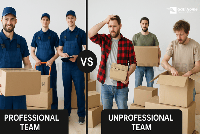 Side-by-side comparison of professional and unprofessional movers