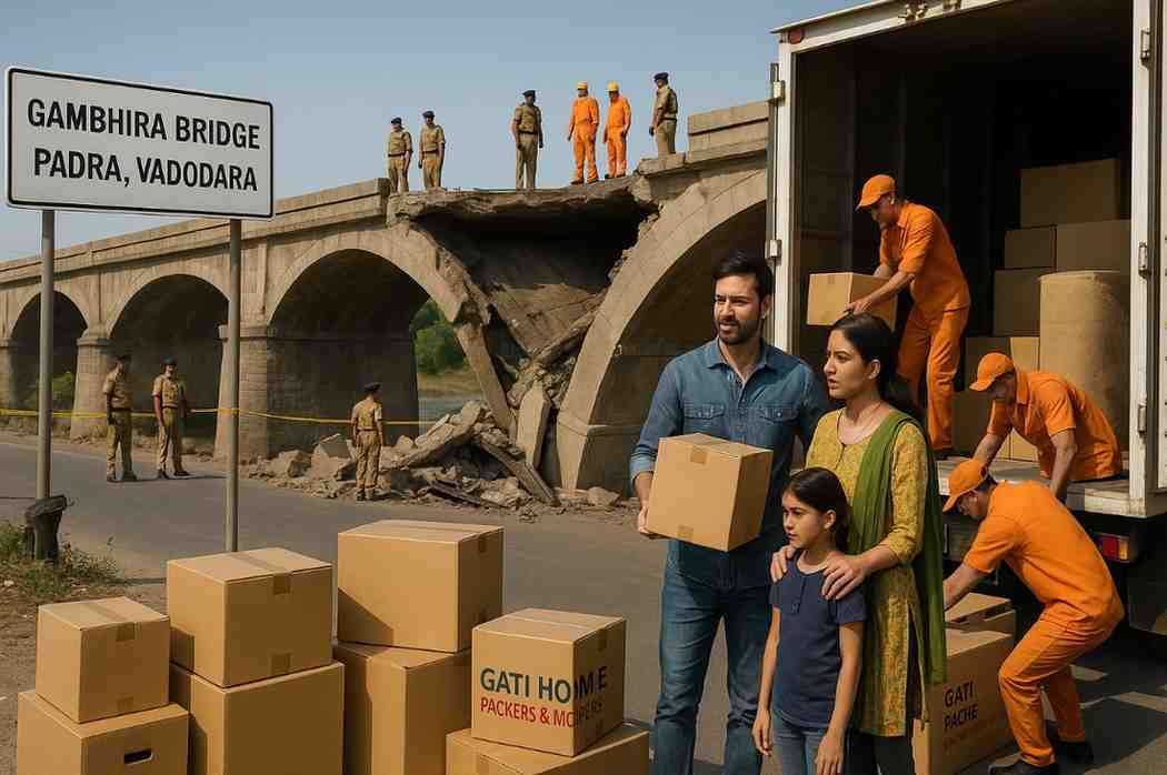 Gati Home Packers and Movers assisting families after Gambhira Bridge collapse in Vadodara